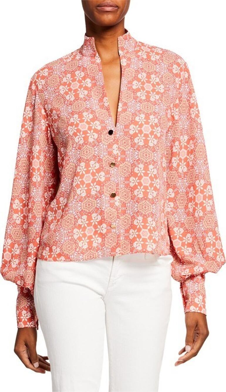 Alexis Pink Floral Long Sleeve Top Medium